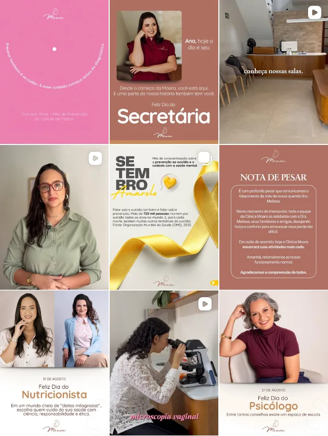 Feed do Instagram da Clínica Moara