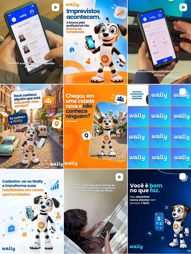Feed do Instagram do app Wally